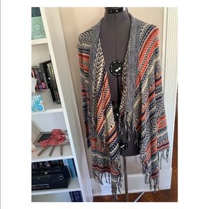 Orange, blue, cream patterned cardigan